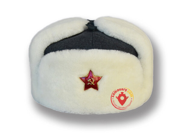 Шапка-ушанка комначсостава РККА обр.1940г. (белая цигейка)
